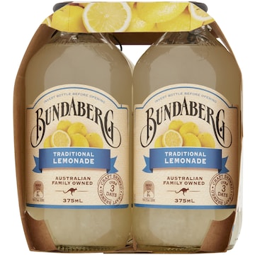 Bundaberg Traditional Lemonade 4X375Ml 375mL x 4 pack