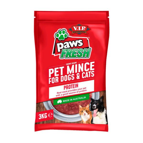PAWS FRESH ADULT CHILLED FRESH DOG AND CAT FOOD LEAN MINCE 3KG
