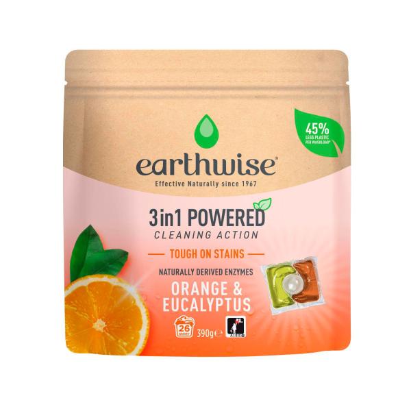 EARTHWISE 3 IN 1 LAUNDRY CAPSULES ORANGE & EUCALYPTUS 26PK