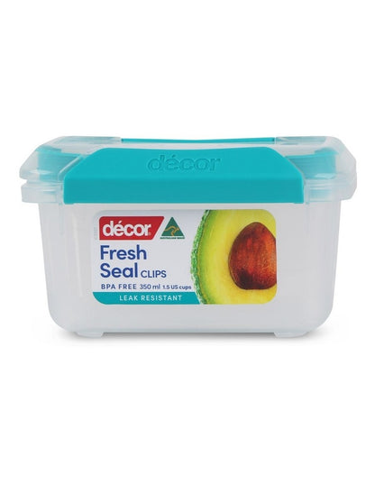 Fresh Seal Clips Oblong Food Storage 350ml in Clear Green