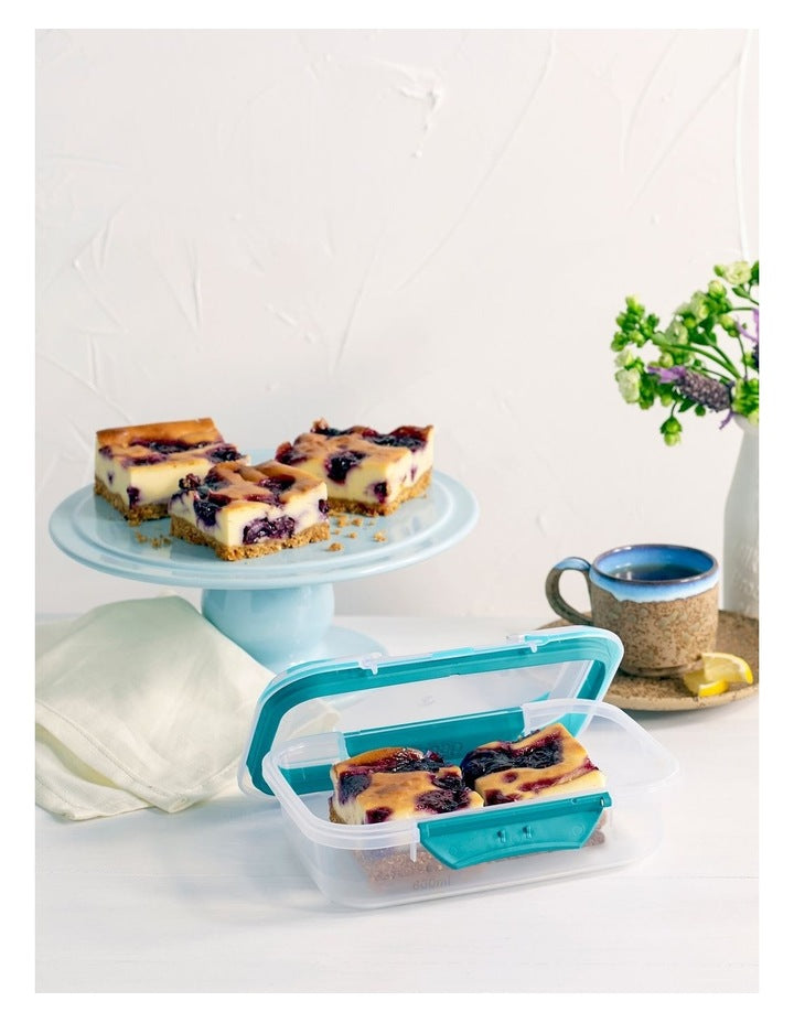 Fresh Seal Clips Oblong Food Storage 600ml in Clear/Teal