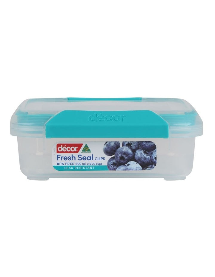 Fresh Seal Clips Square Food Storage 630ml in Teal