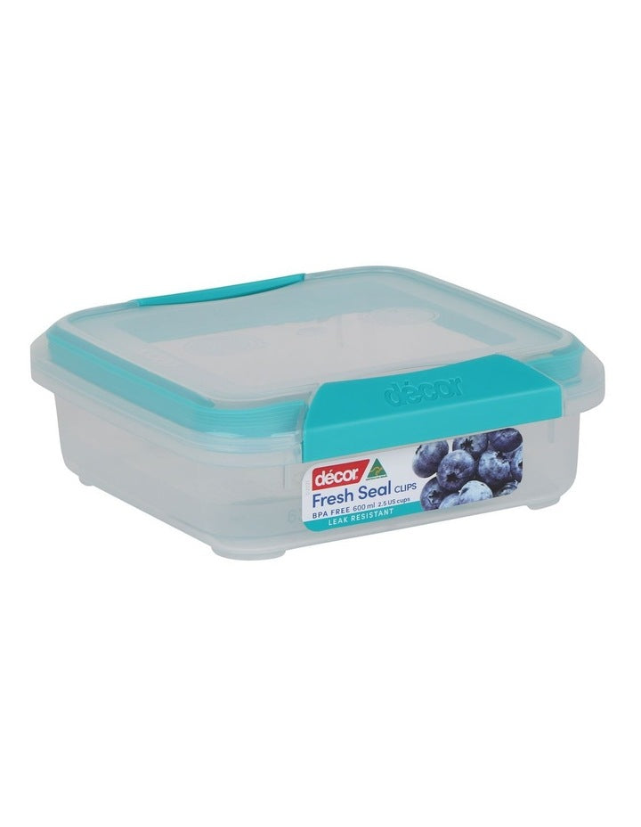 Fresh Seal Clips Square Food Storage 630ml in Teal