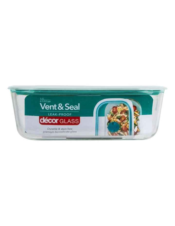 Vent and Seal Glass Oblong Food Storage 1.5L in Teal