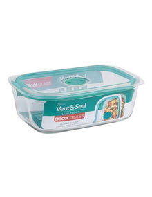 Vent and Seal Glass Oblong Food Storage 1.5L in Teal