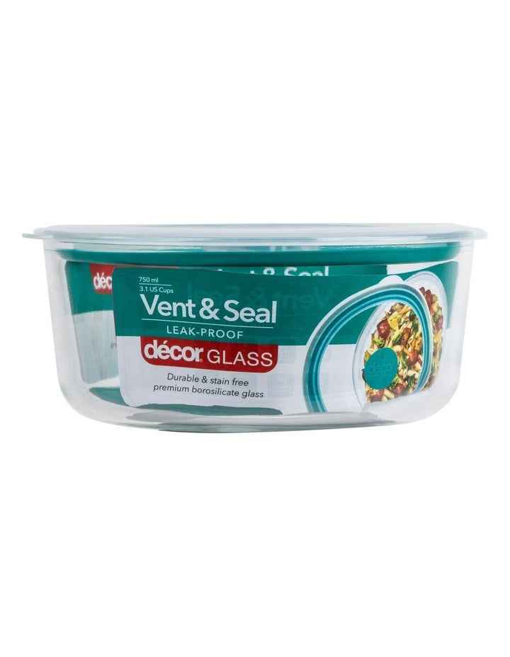 Vent And Seal Round Glass Food Storage 750ml in Teal