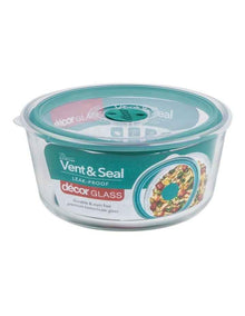 Vent and Seal Glass Round Food Storage 1.5L in Teal