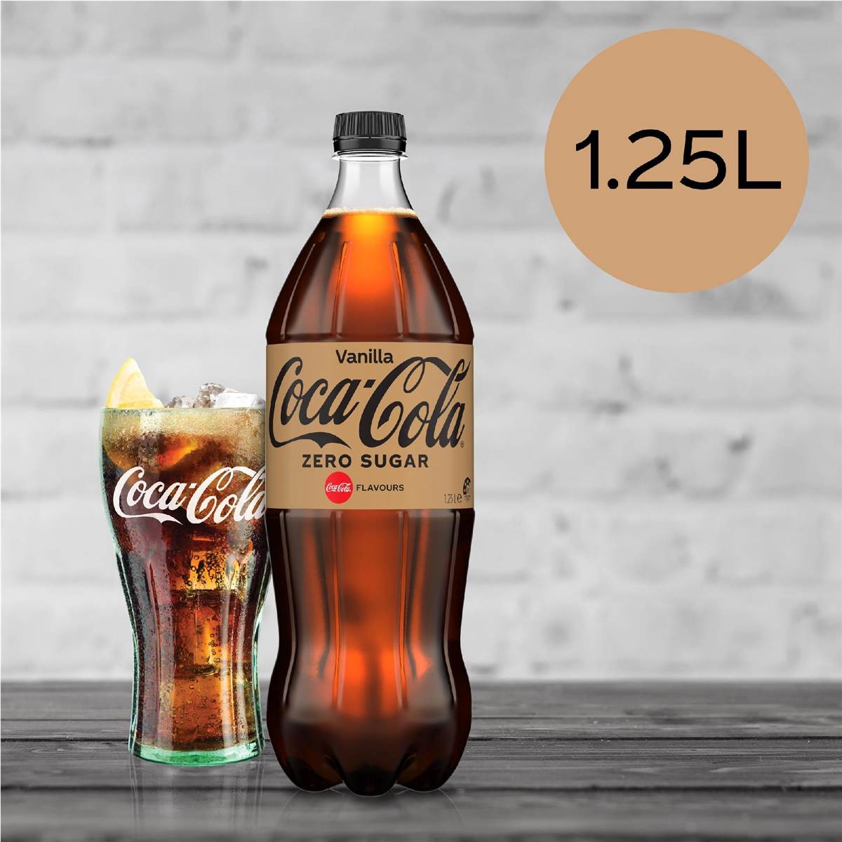 Coca-Cola Vanilla Zero Sugar Soft Drink Bottle 1.25L
