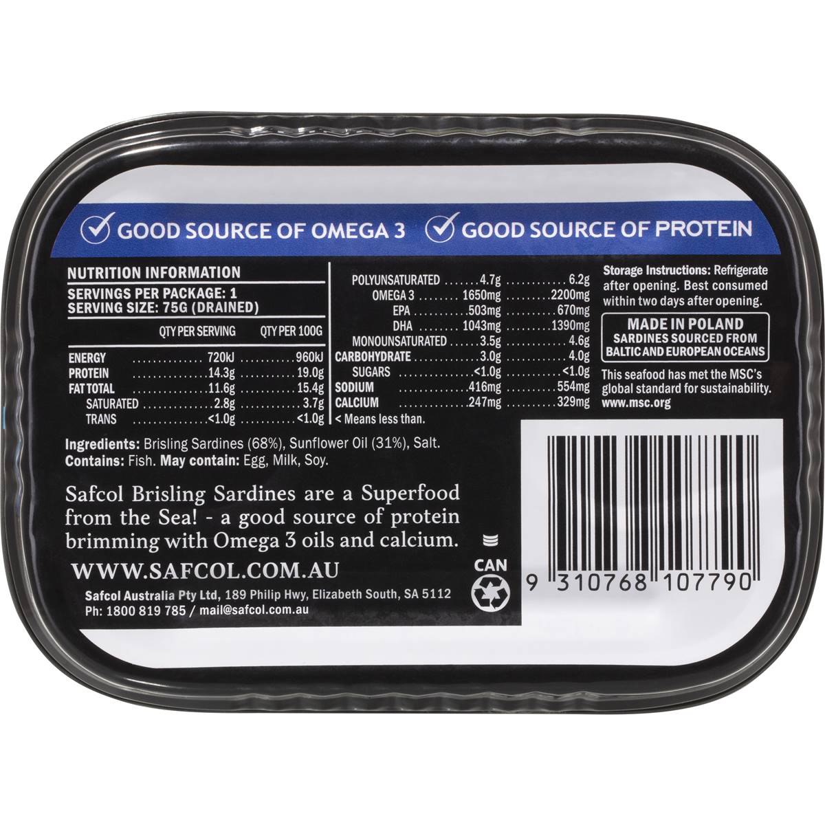 Safcol Sardines In Oil 110g