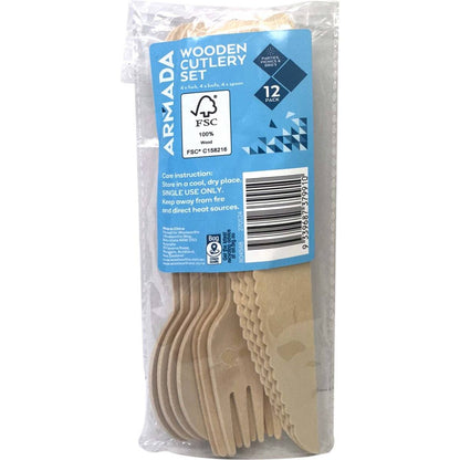 Armada Wooden Cutlery Set 12 pack
