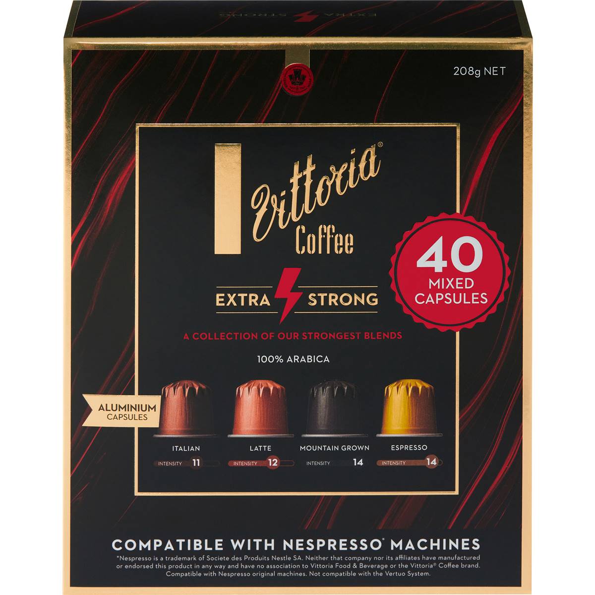 Vittoria Coffee Capsules Extra Strong Variety Pack 40 Pack