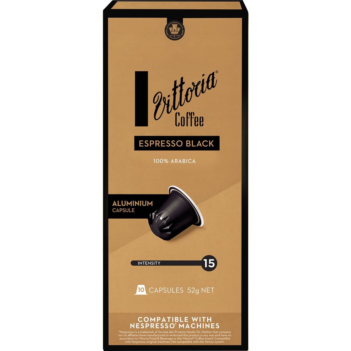 Vittoria Espresso Black Coffee Capsules 10 Pack