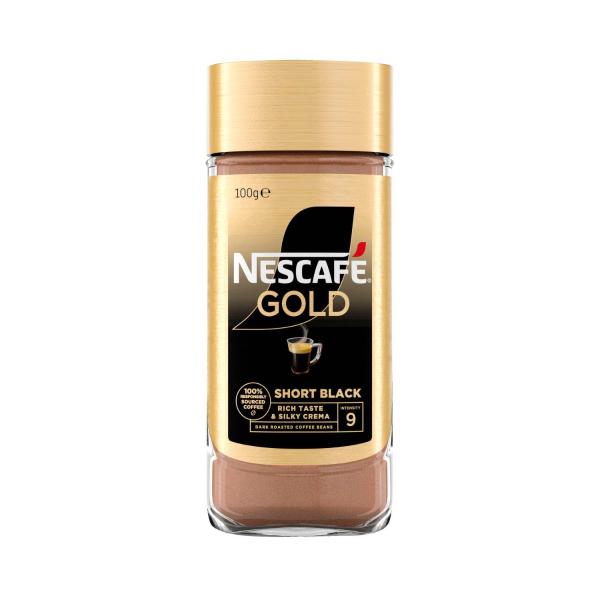 NESCAFE GOLD SHORT BLACK SOLUBLE INSTANT COFFEE 100G