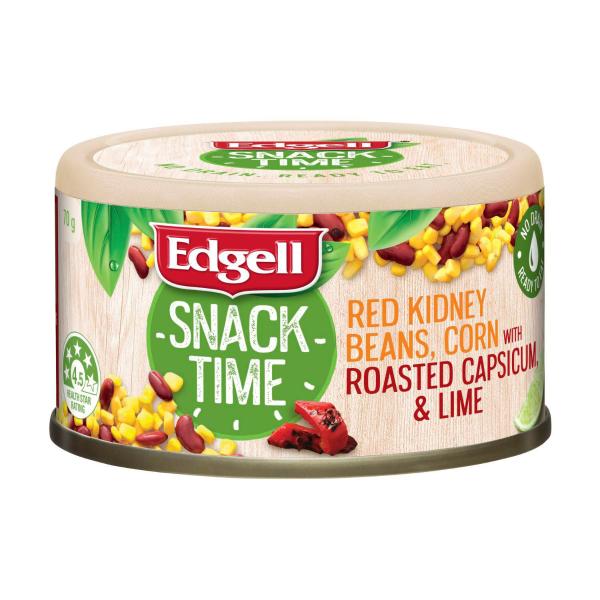 EDGELL SNACK TIME SWEET CORN- RED KIDNEY BEANS- CAPSICUM 70G