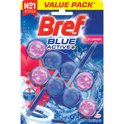 Bref Blue Active Flower Toilet Cleaner Block 50g x 2 pack