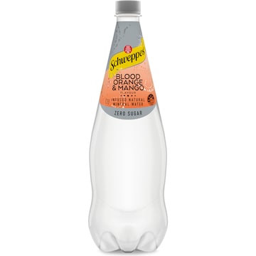 Schweppes Zero Sugar Blood Orange Mango Sparkling Mineral Water 1.1L