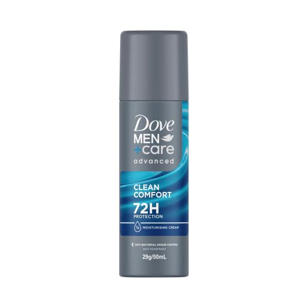 DOVE MEN DEODORANT ADVANCED 72HR AEROSOL CLEAN COMFORT TRAVEL PACK 50ML