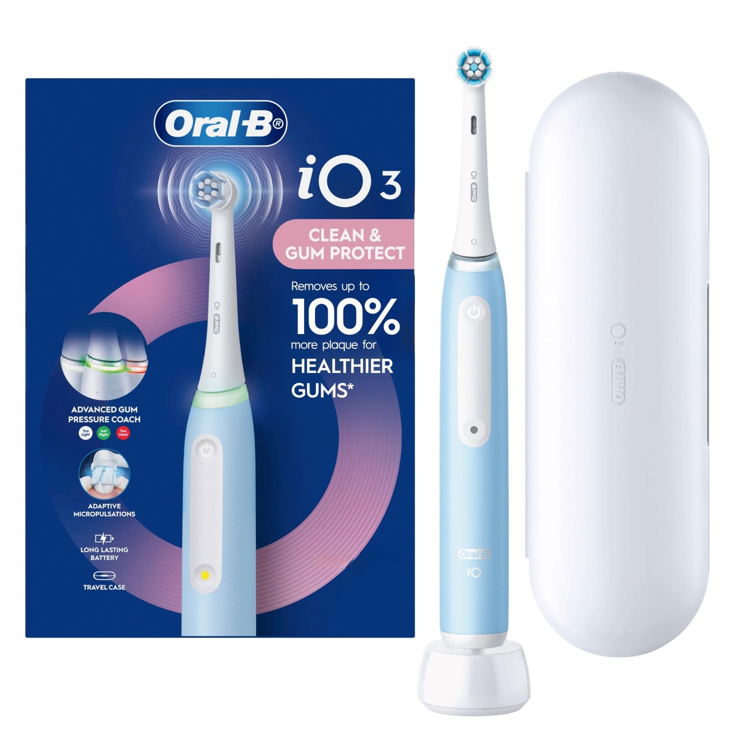 Oral-B iO Series 3 Gentle Care Sensitive White Electric Toothbrush (Ice Blue)