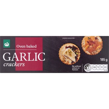 Woolworths Garlic Crackers 185g