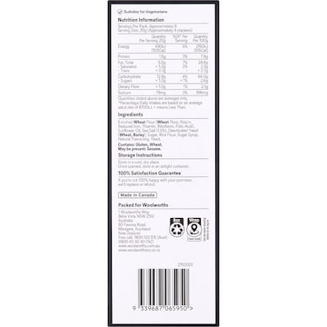 Woolworths Sea Salt Crackers 185g