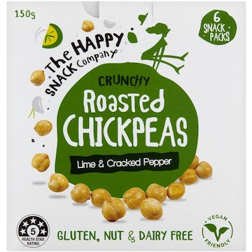 The Happy Snack Company Roasted Chickpeas Lime & Cracked Pepper 6 pack
