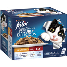 Felix Adult Doubly Delicious Meat Selection In Jelly Cat Food 85g x12 Pack