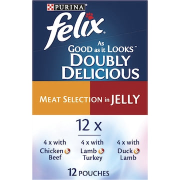 Felix Doubly Delicious Meat Selection In Jelly Cat Food 85g x 12 pack