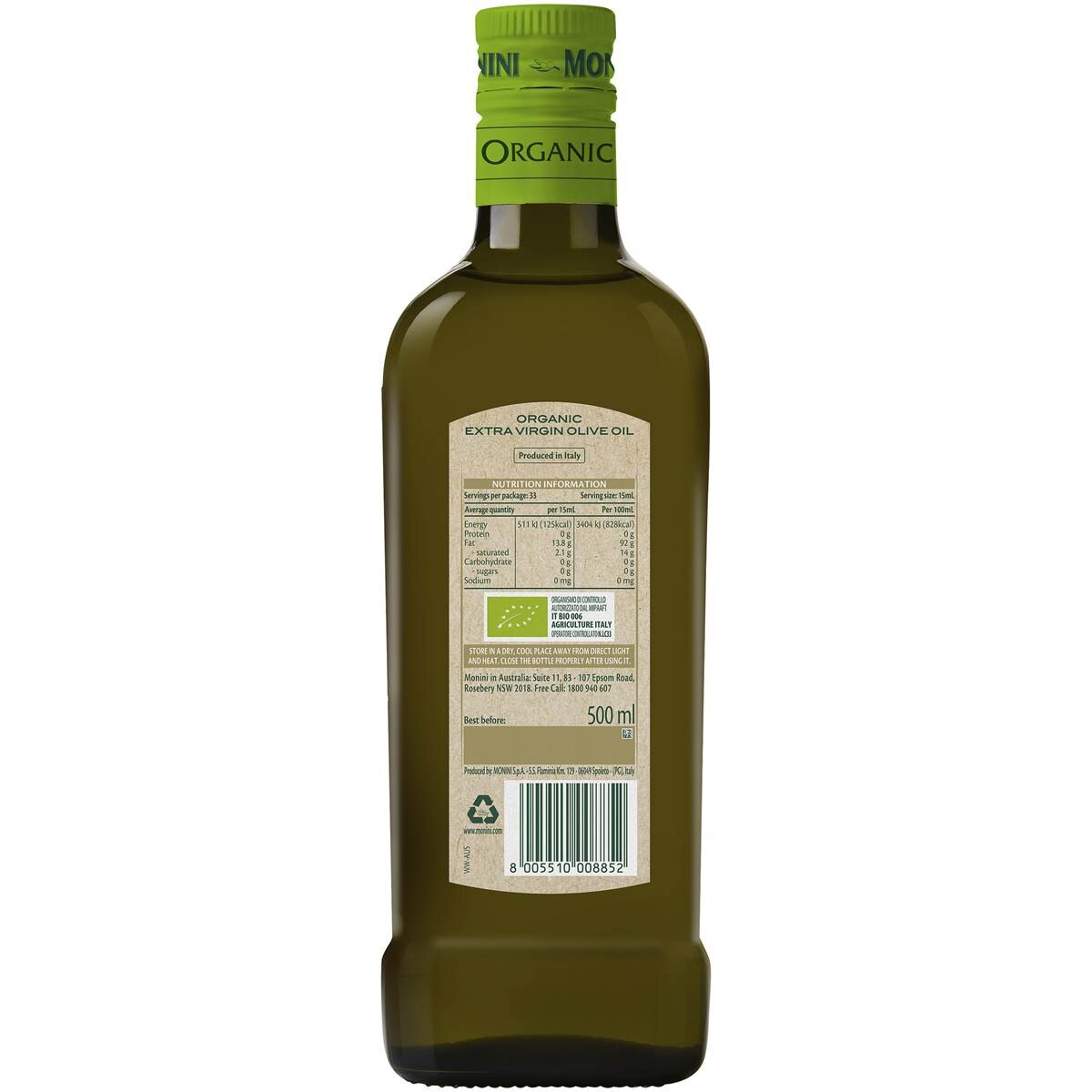 Monini Organic Extra Virgin Olive Oil 500ml