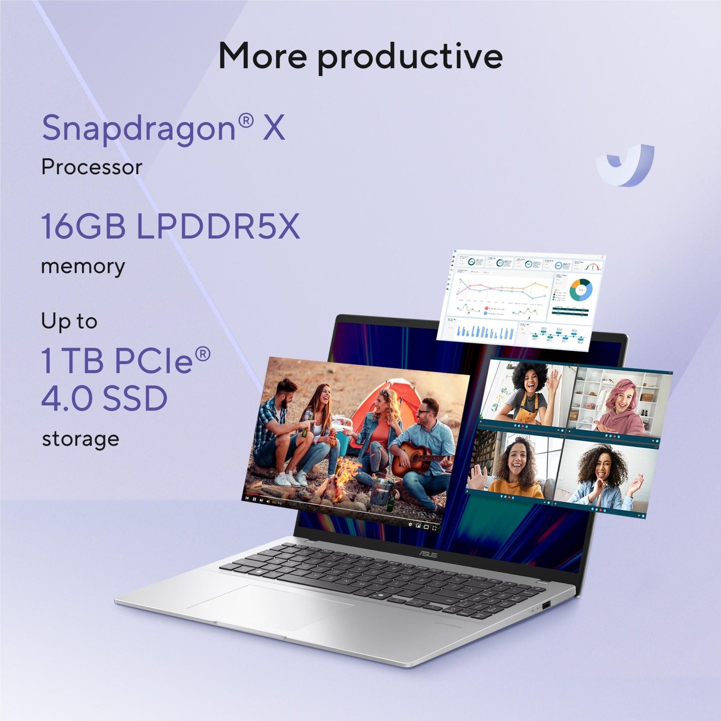 ASUS Vivobook 16 16" WUXGA Laptop (Copilot+ PC)[512GB]
