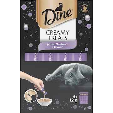 Dine Cat Creamy Treats Mixed Seafood Sachets 12g x 4 pack