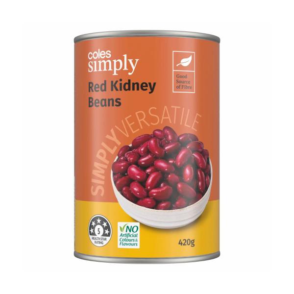 COLES SIMPLY RED KIDNEY BEANS 420G
