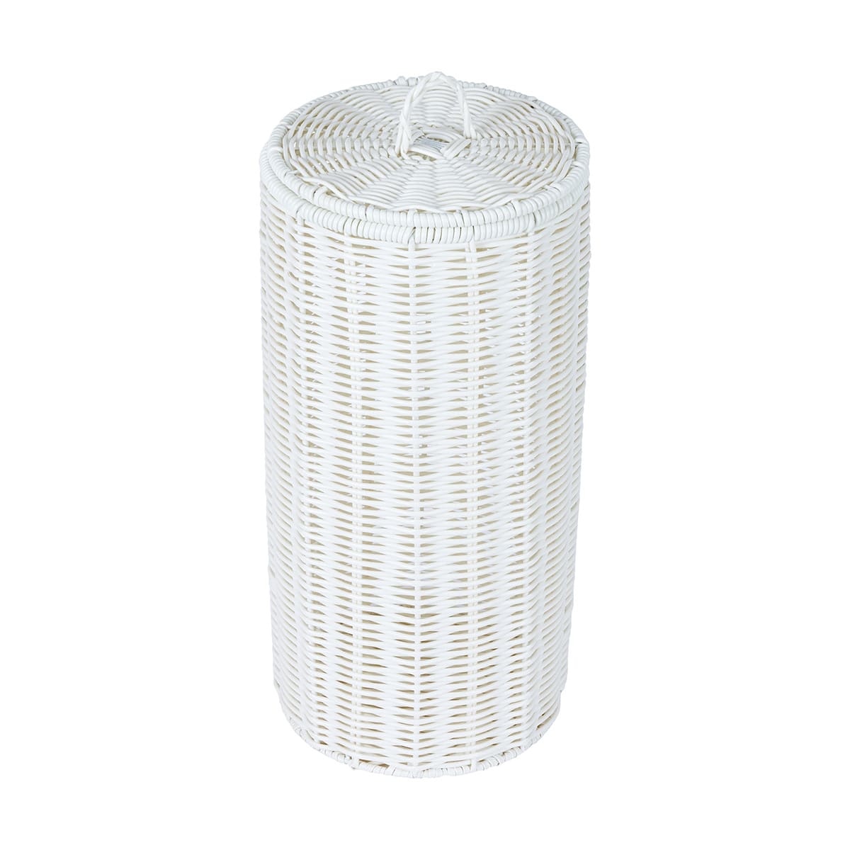 White Rattan Look Toilet Roll Holder