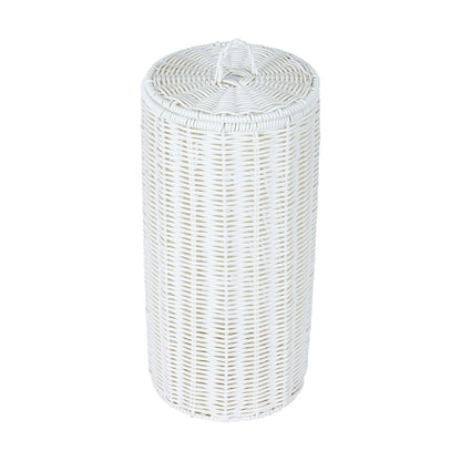 White Rattan Look Toilet Roll Holder