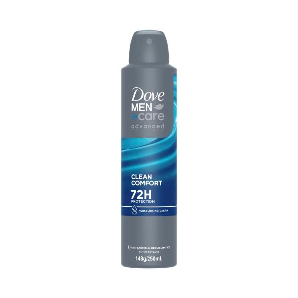 DOVE MEN DEODORANT ADVANCED 72HR AEROSOL CLEAN COMFORT 250ML