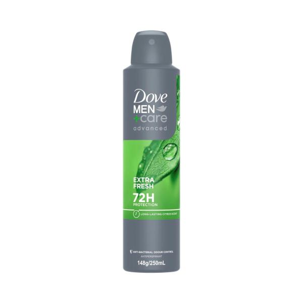 DOVE MEN DEODORANT ADVANCED 72HR AEROSOL EXTRA FRESH 250ML