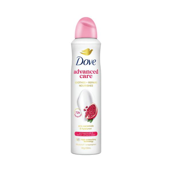 DOVE WOMEN DEODORANT ADVANCED 72HR AEROSOL POMEGRANATE 250ML