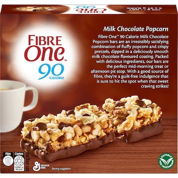 Fibre One 90 Calorie Milk Chocolate Popcorn Bars 21g x 5 pack