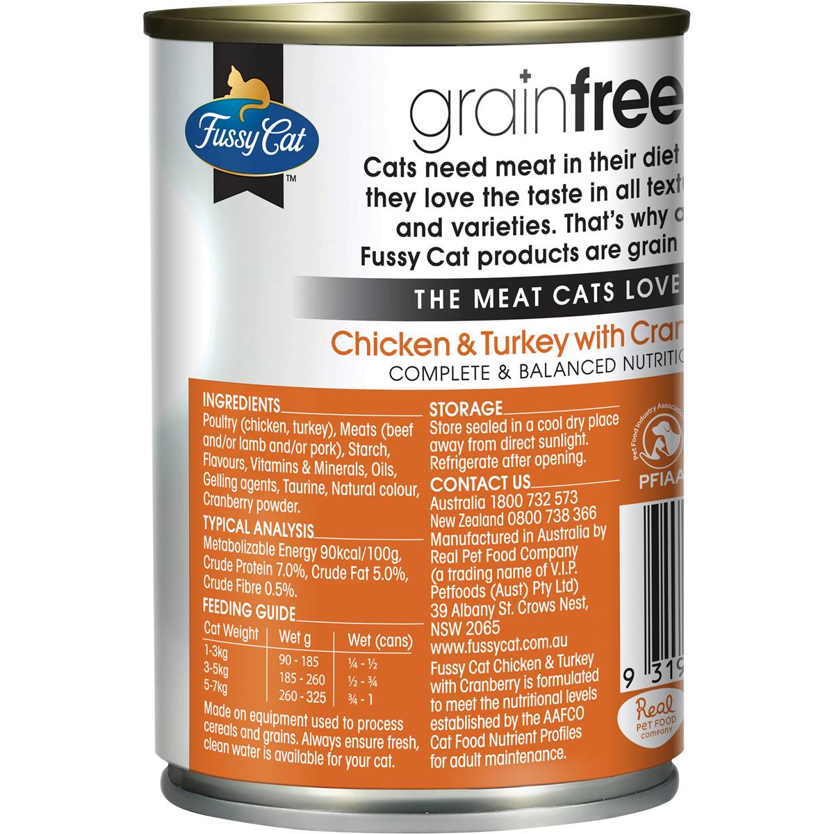 Fussy Cat Grain Free Adult Wet Cat Food Chicken & Turkey & Cranberry 400g