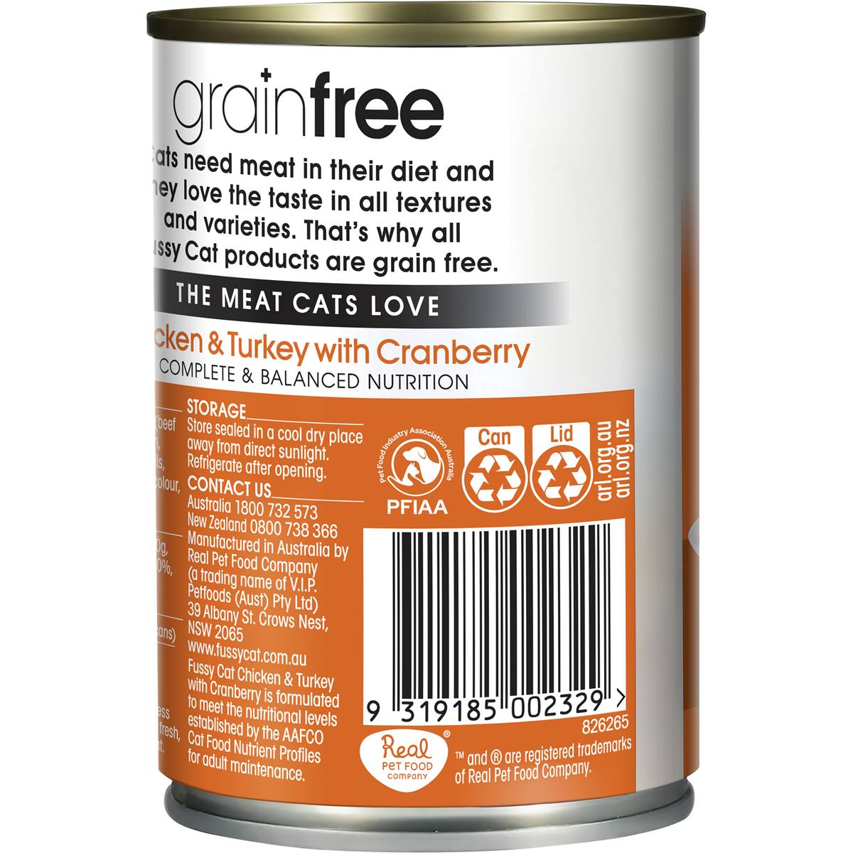 Fussy Cat Grain Free Adult Wet Cat Food Chicken & Turkey & Cranberry 400g