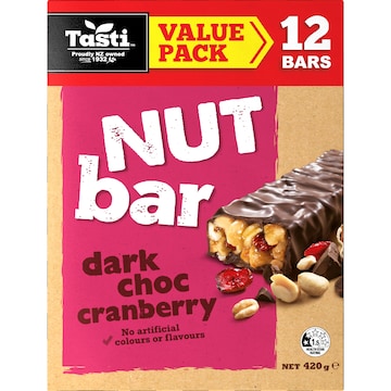 Tasti Nut Bar Dark Choc & Cranberry 420g