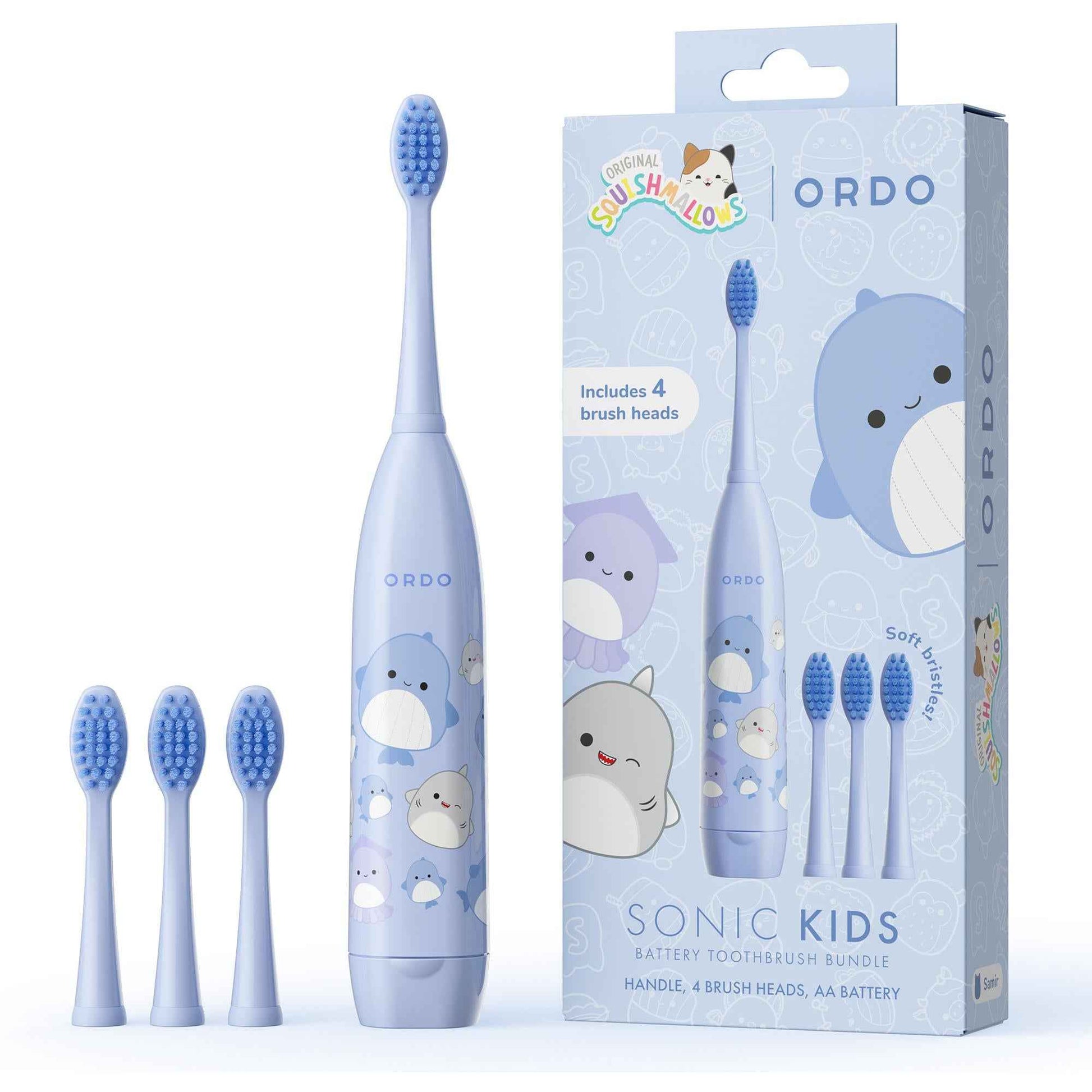 Ordo Sonic Kids Squishmallows Battery Toothbrush & Heads Bundle (Samir)