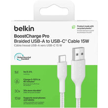 Belkin BoostCharge Pro USB-A to USB-C 2.0 Braided Cable 1m (White)