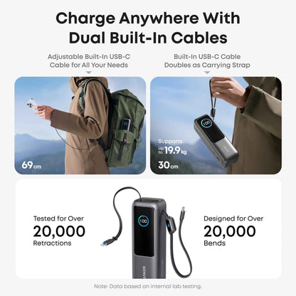 Anker 25K 165W Power Bank with Retractable Cable