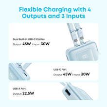 Anker Zolo 20k 45W Power Bank with Built-In Dual USB-C Cables (Blue)