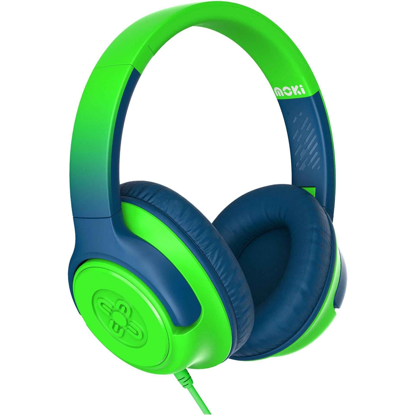 Moki Mixi Type-C Wired Volume Limited Kids Over-Ear Headphones (Green/Blue)