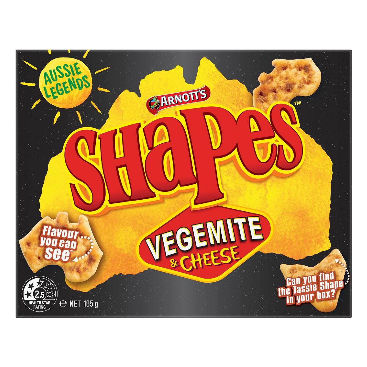 Arnotts Shapes Vegemite & Cheese Cracker Biscuits 165g