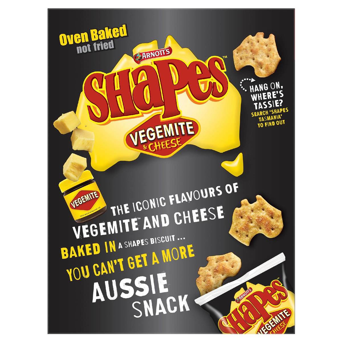 Arnotts Shapes Multipack Cracker Biscuits Vegemite & Cheese 8 pack