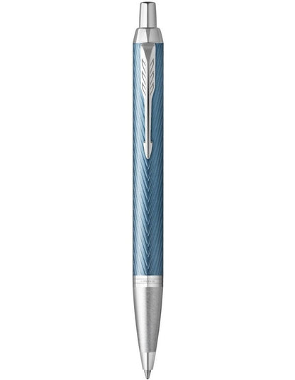Premium Blue Grey with Chrome Trim Ballpoint Pen in Blue