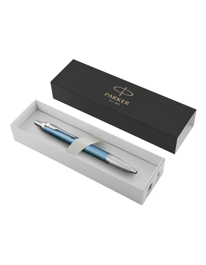 Premium Blue Grey with Chrome Trim Ballpoint Pen in Blue