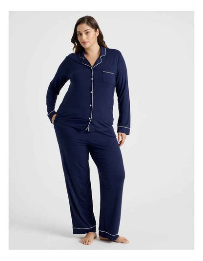 Pure Comfort Bamboo Long Pyjama Set in Navy
